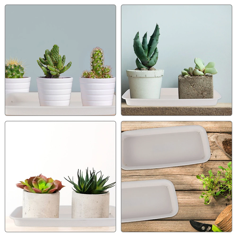 

5pcs Rectangular Plant Saucer Tray for Flower Pot 200 Beige 21x8 5cm Plastic Potted Plant Container Non Slip Durable Waterproof
