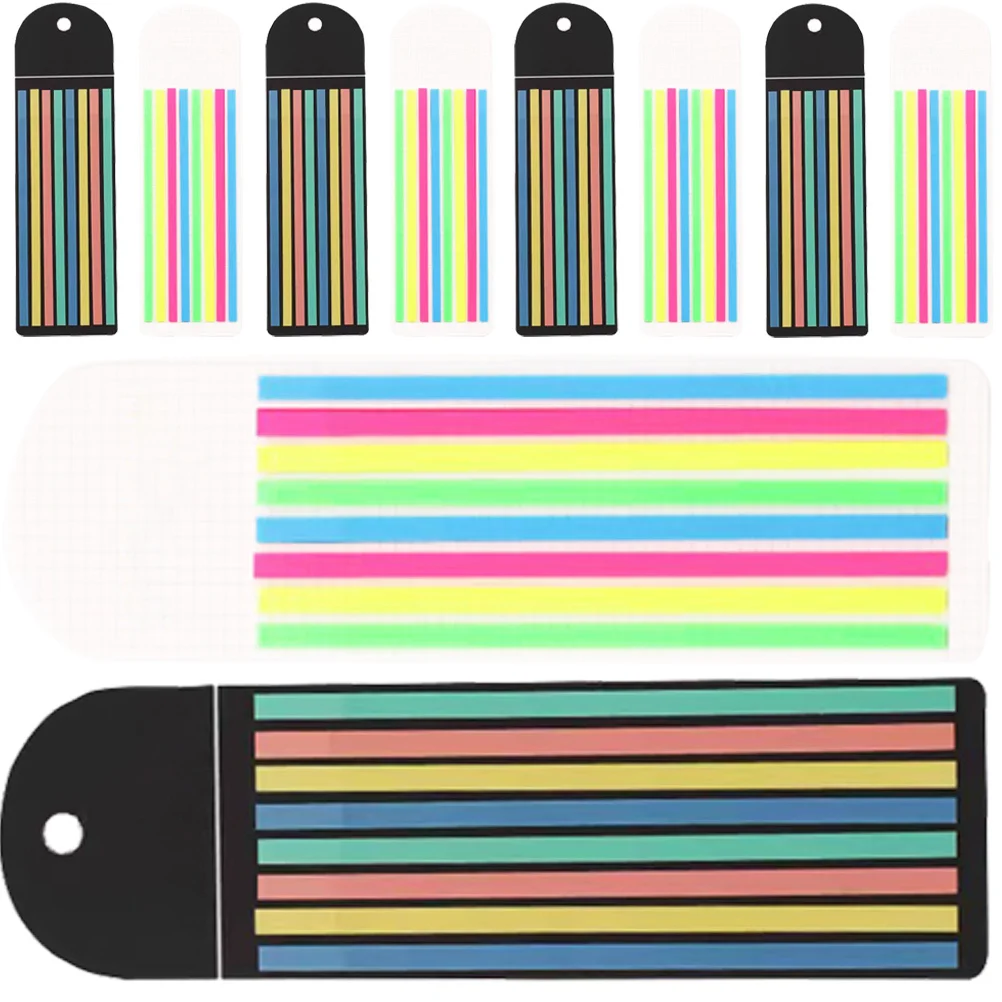 10 Sheets Colorful Transparent Highlight Strips Portable Reading Strips for Focus Study Office School Supplies Sticky Page