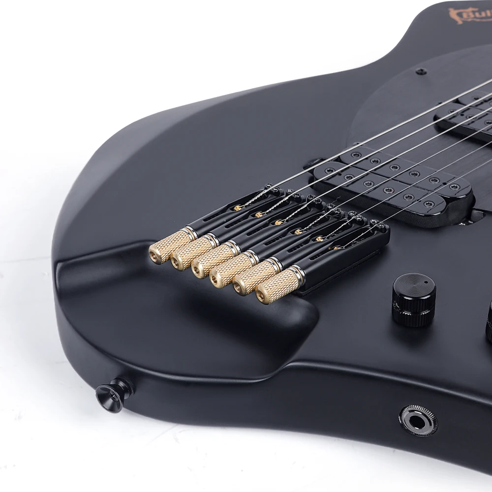D-350 Bullfighter Musical Instruments 24 Fanned Frets Okoume Body Bone Nut Matte & Glossy Headless Electric Guitar For Sale view 4