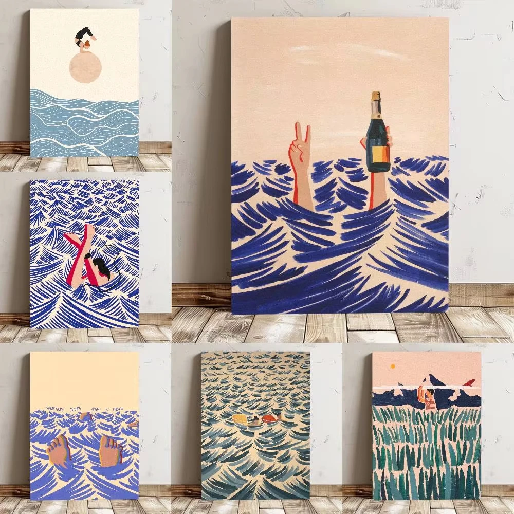 Oil Painting By Numbers Beach Pool Abstract Art Unframed Summer Water Scenery Canvas Prints For Living Room Bedroom Decor