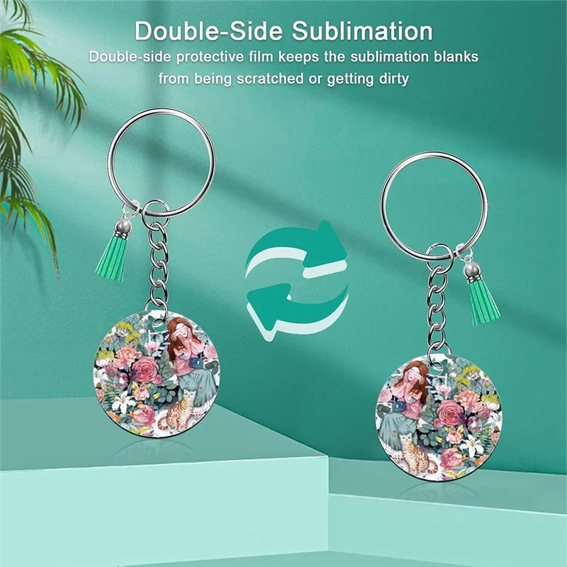 Sublimation Key Ring Blanks Set with Heat Transfer MDF Blank 3 Shapes T els Pendant Jump Rings Key Ring with Chain