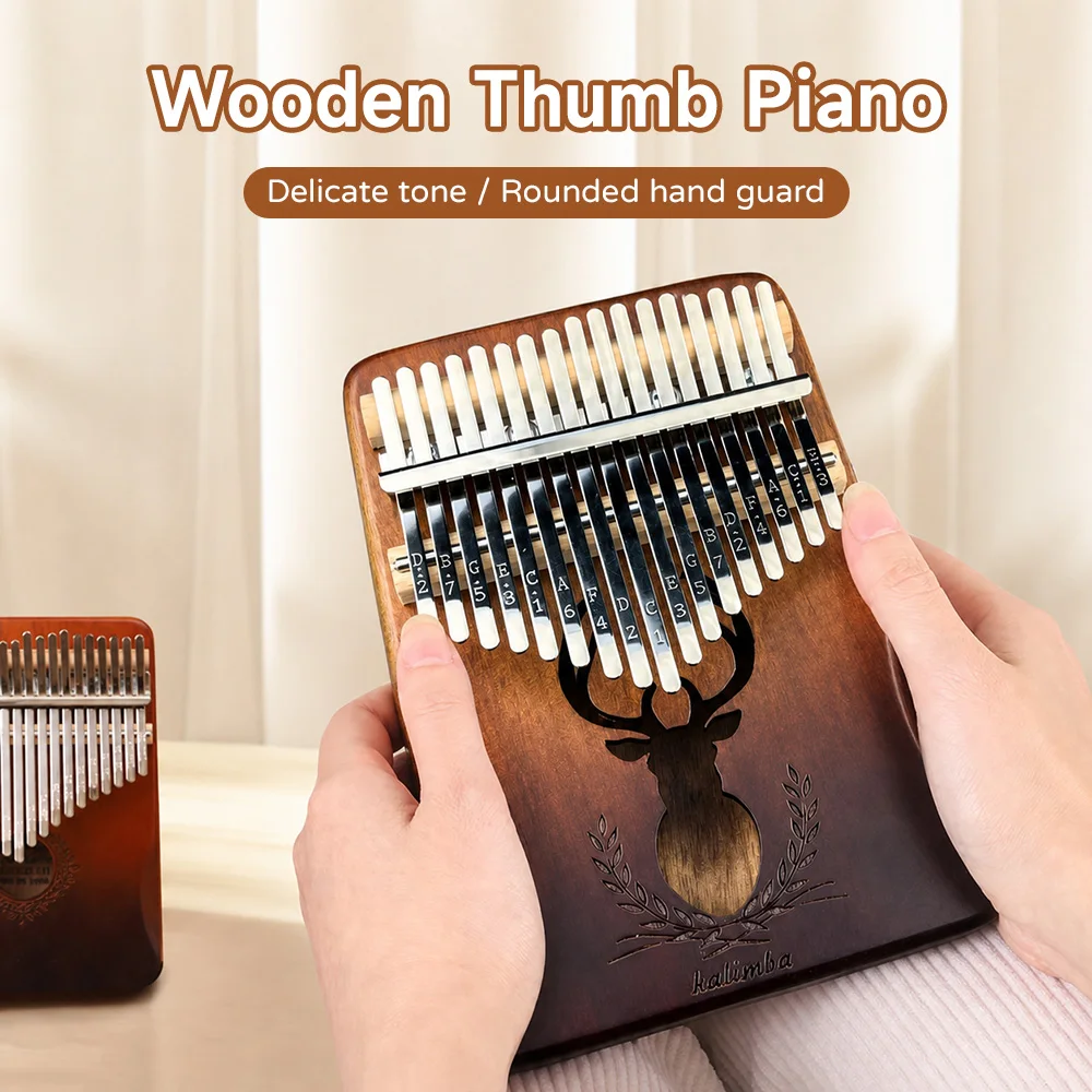 21 Key Mahogany Kalimba Thumb Piano 17 key Portable Finger Piano for Beginner Mbira Gifts for Adults/Kids view 2