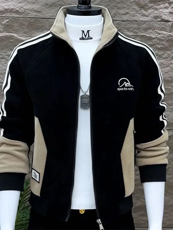 

Новая мужская куртка 2026 года с воротником-стойкой, модная, с вышитыми буквами, повседневная, приталенная, в стиле колор-блок, универсальная верхняя одежда, трендовая