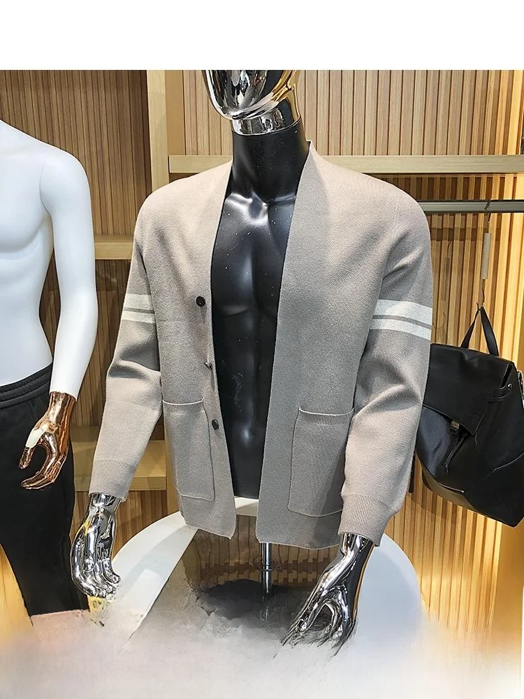 

Men's Faionable Casual Knitted Cardigan Coat Wool Blend V-ne Long Sve Autumn Winter Basic Youth Active Sle Color