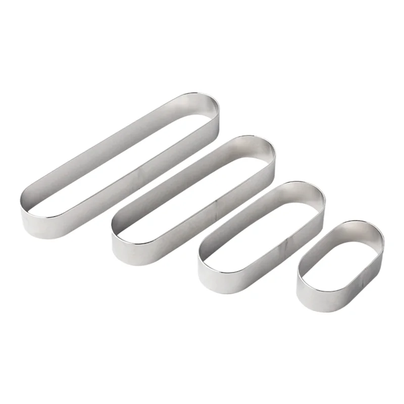 

Y50A-Stainless Steel Mousse Ring Mold, Long Oval Tiramisu Baking Mold, Mini Cookie Cutters For Cakes, Pies, Desserts