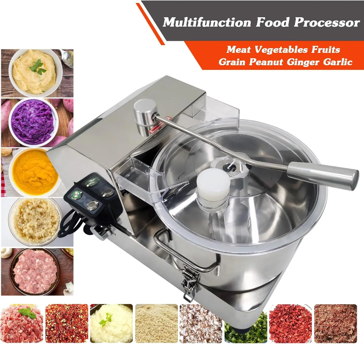 منتج أغذية مفرمة خضروات كهربائية مفرمة اللحم 6L الفولاذ المقاوم للصدأ خلاط خضراوات قطاعة اللحوم سرعة قابلة للتعديل 110 فولت