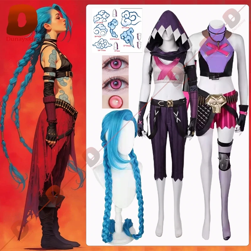 5Style-Jinx Cosplay Costume Anime Game LOL Arcane Role-playing Outfit Jinx Wig Accessory Clothes Full 2025 Halloween cos Uniform