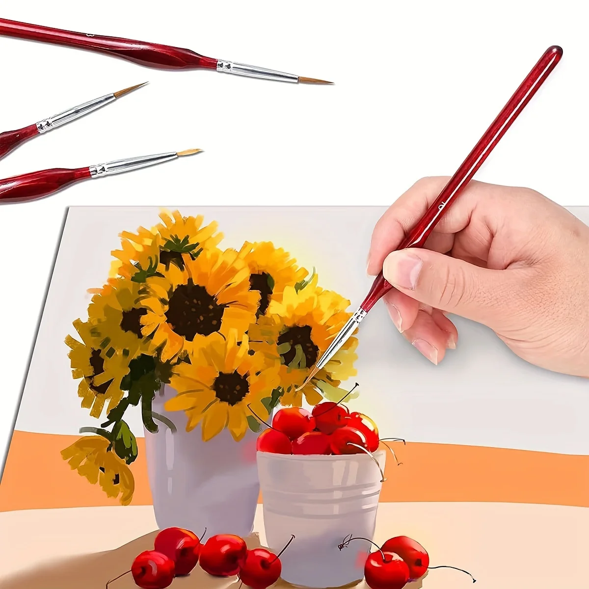 10 قطع من فرشاة الطلاء ذات التفاصيل الدقيقة، مجموعة فرش الرسم المصغرة للدهانات الصغيرة للأكريليك والألوان المائية والزيت والوجه والأظافر #5