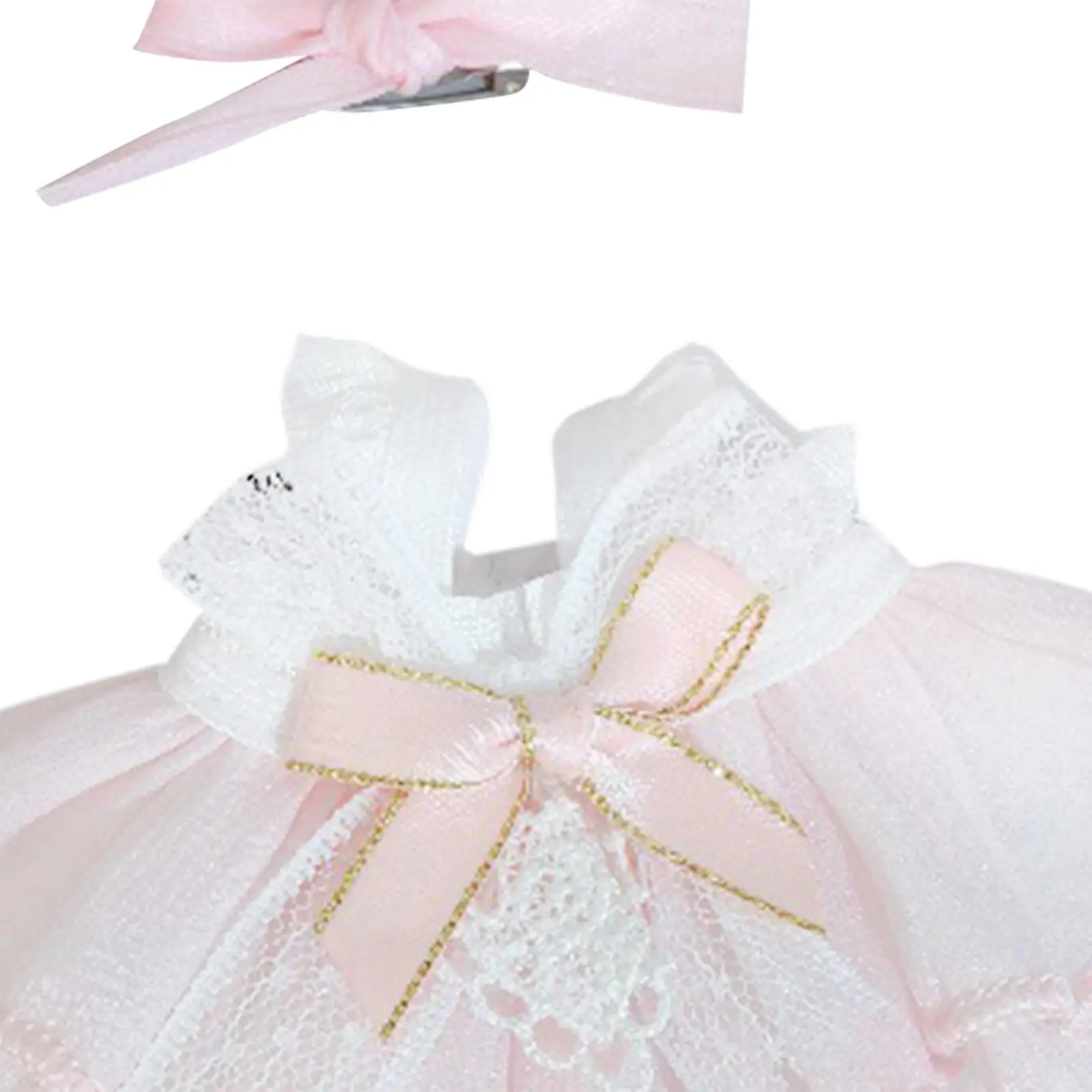 2 Pieces Dolls Princess Dress with Bow Hairpin Accessory Outfits Costume for 15cm Dolls Dress up Girls Dolls Thanksgiving Gifts