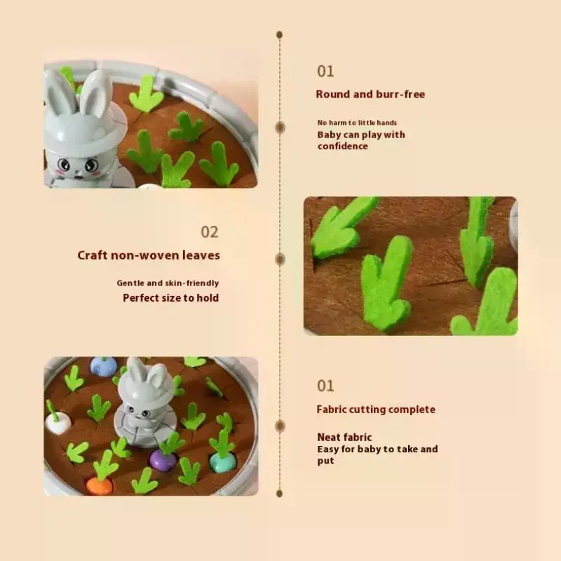 1 مجموعة مونتيسوري طفل رضيع سحب الفجل اللعب الذاكرة فرز المهارات الحركية الدقيقة التعليم متعة الجزرة حصاد مكتب لعبة #6