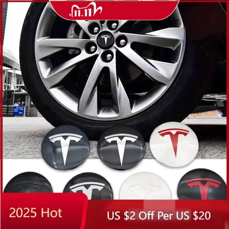 

Car Sticker 4pcs 56mm Tesla Cap Hub Center Cap Logo High Quality Sticker for Tesla Model 3 Y S X Personalized Car Decals Car Acc