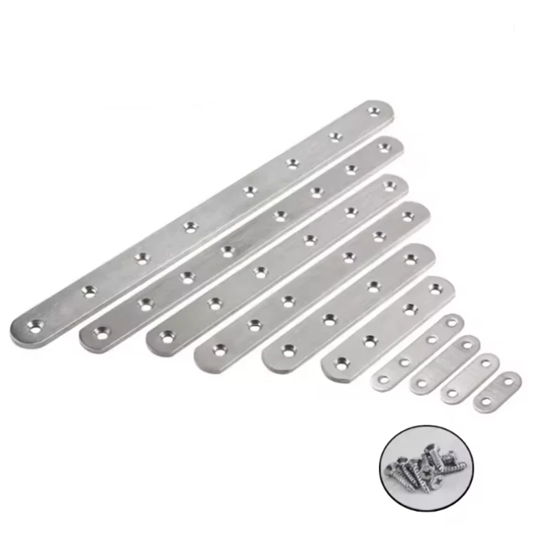 40mm-300mm Stainless Steel Flat Straight Brace Bracket Mending Fixing Connection Plate For Furniture Repairing Corner Brackets