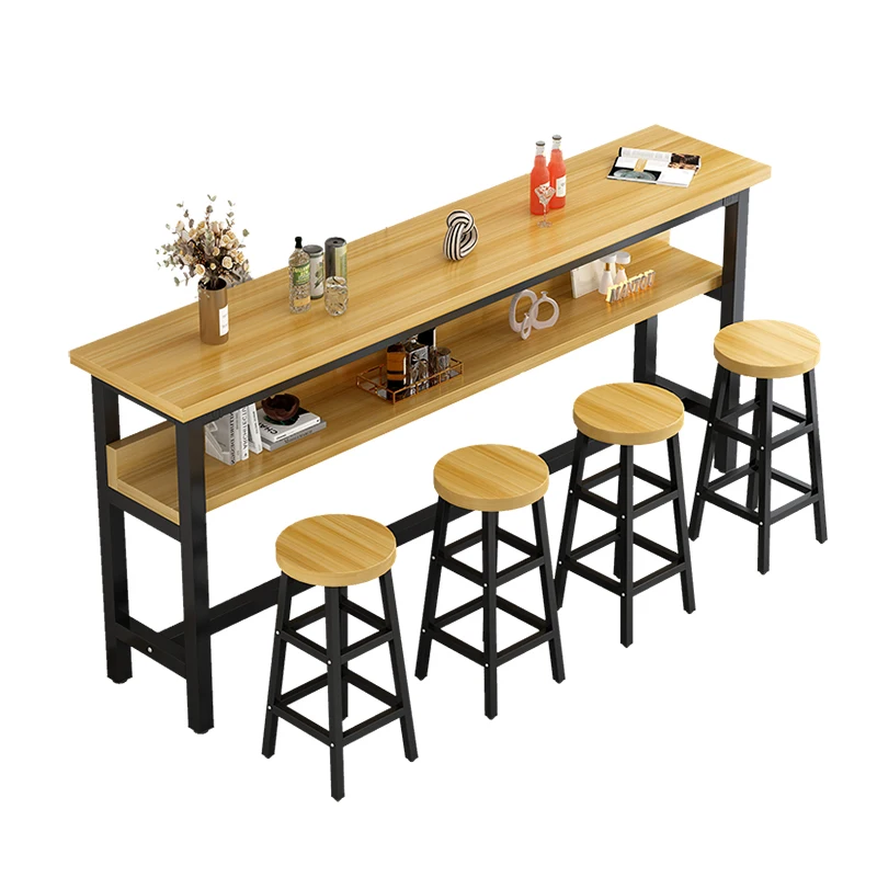 

Double bar table long table restaurant window against the wall narrow table milk tea shop bar High Quality