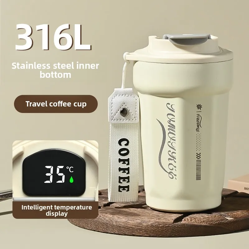 Smart Coffee Cup for Women 316 Stainless Steel Vacuum Insulated Travel Mug High Aesthetic Portable Thermos