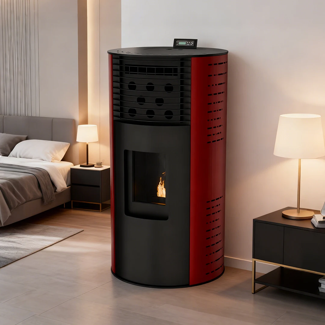 Eco-friendly Round Design Modern Indoor Biomass Pellet Stove Home Heating Pellet Fireplace Heater PS-200R