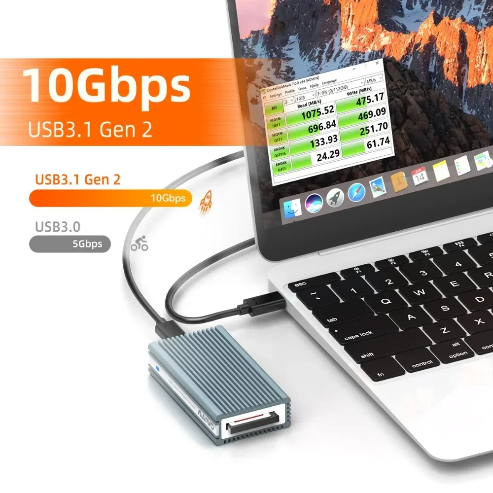 MAIWO-lector de tarjetas CF de aluminio, 10Gbps, con USB 3,1 tipo C Gen2 cf Express, convertidor de interfaz para PC, portátil y ordenador