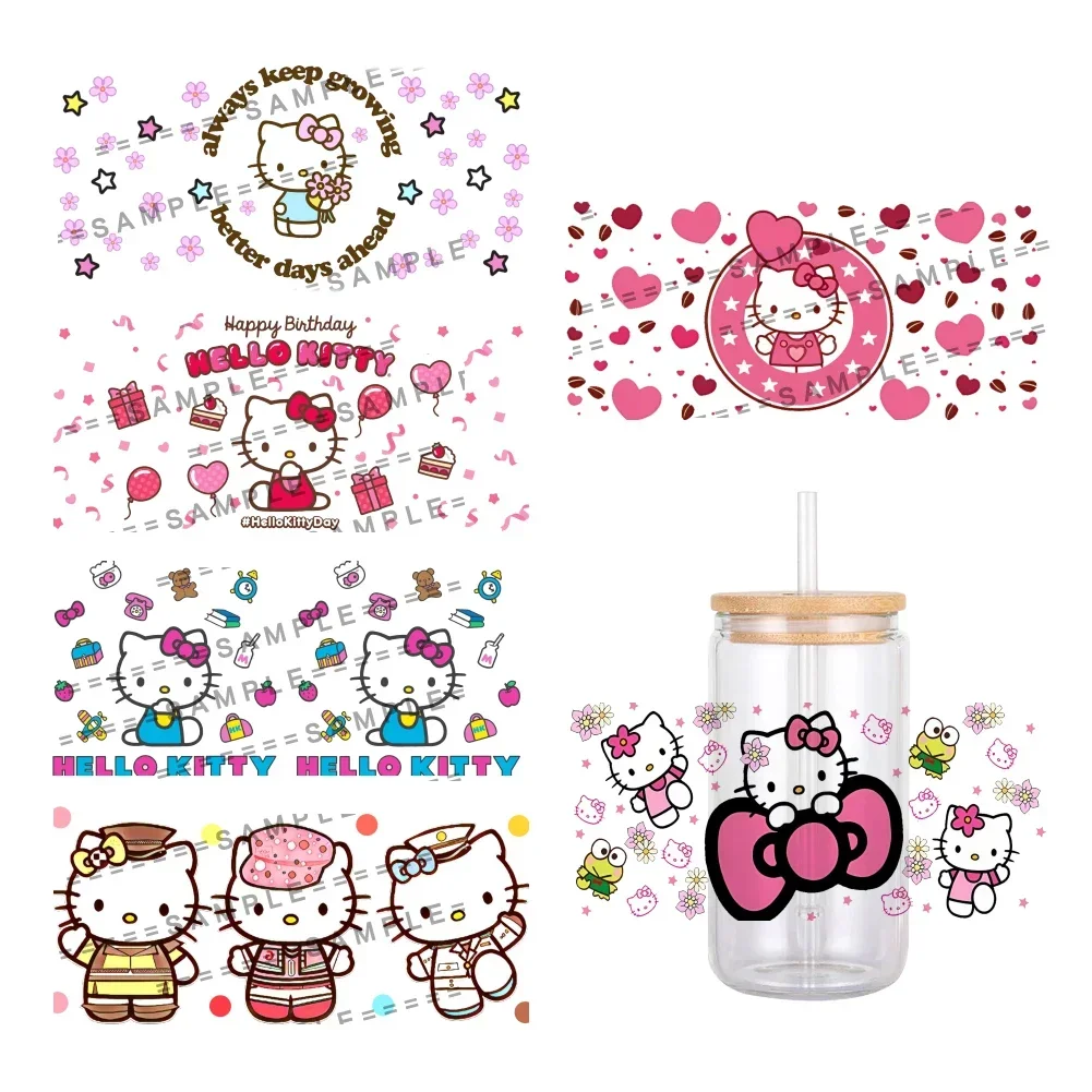 11x24cm Mini Japanese Cat Cartoon Sanrio UV DTF Transfer Sticker Waterproof Hello Kitty For DIY Glass Wrap