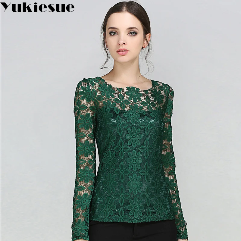 

Lace blouse woman 2022 summer autumn blusas womens tops and blouses solid slim sexy vintage blusas camisa feminina clothes 5XL