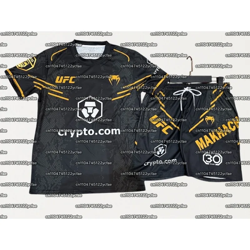 

Makhachev UFC MMA Боксерская футболка Короткая 2025Мужская дышащая быстросохнущая толстовка Борцовский бег Впитывающий пот комплект