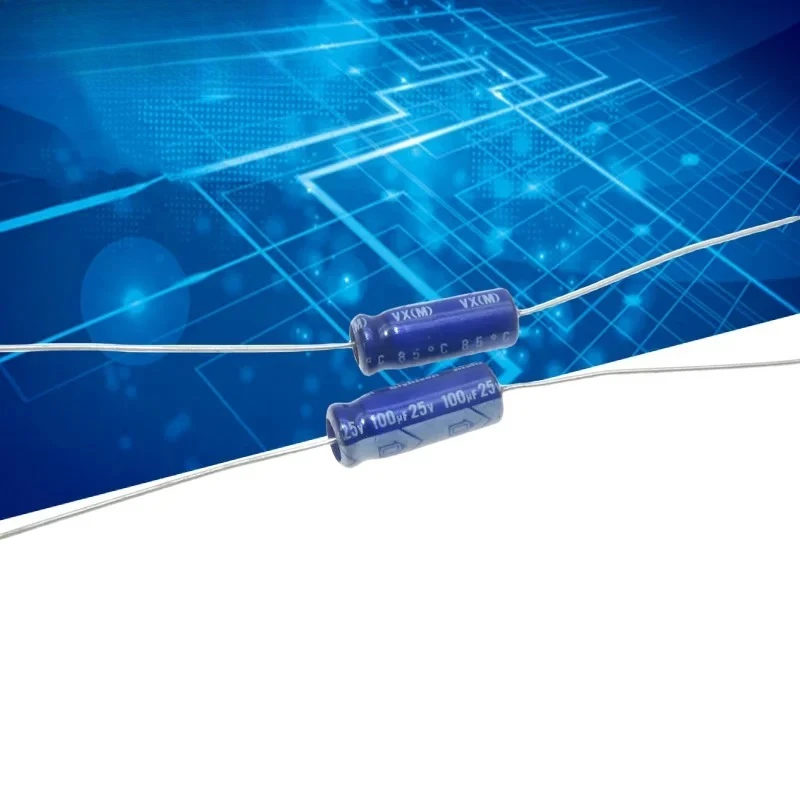 10PCS horizontal axial polarized aluminum electrolytic capacitor 25v 100uf 6X16mm