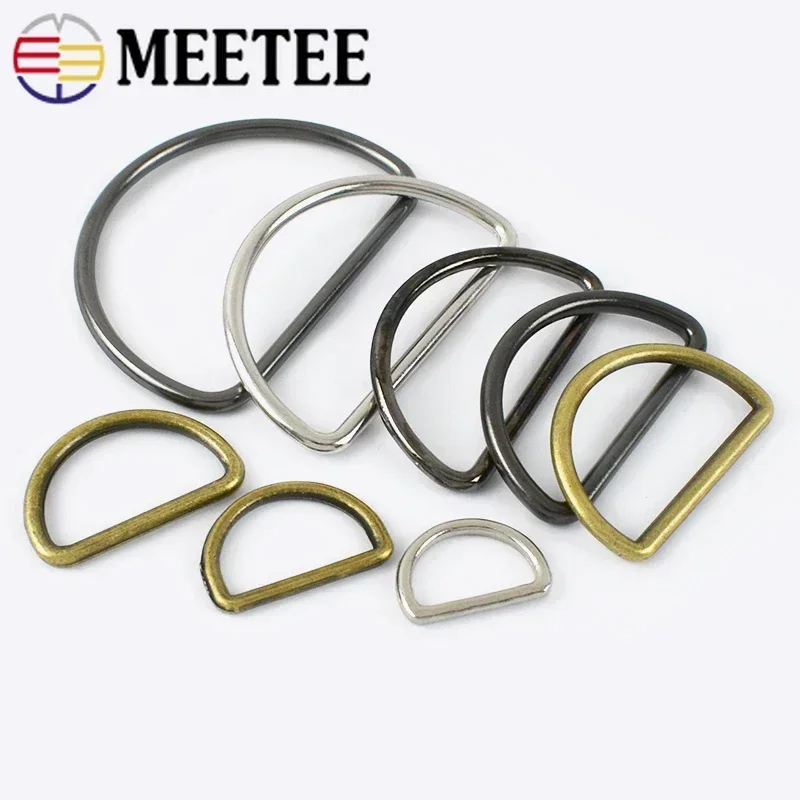 20Pcs Meetee 15-50mm D Ring Buckle for Backpack Strap Metal Clasp Bag Shoes Adjustment Buckles Webbing DIY Hardware Accessories