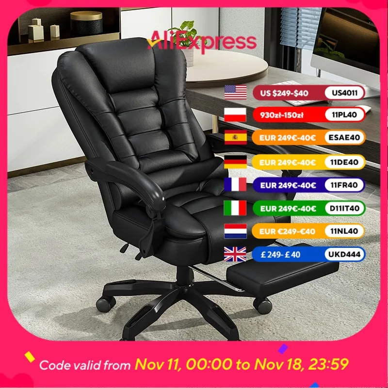 

Black Comfortable Office Chair Ottoman Designer Computer Ergonomi Office Chair Desk Recliner Silla De Escritorio Furniture