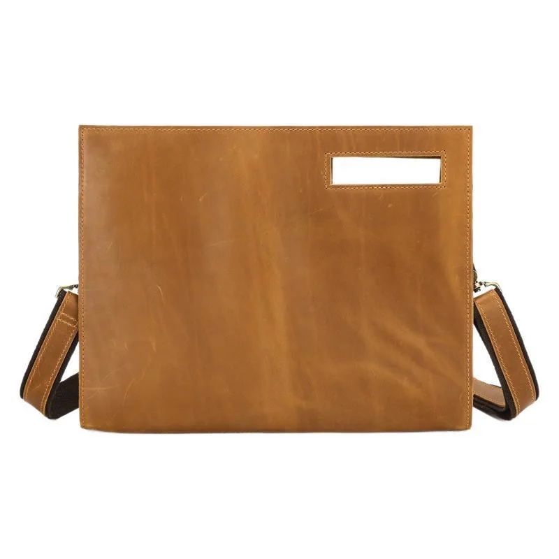 Borsa da ufficio da uomo valigetta con laptop da 11 pollici in tessuto impermeabile borsa a tracolla retrò in vera pelle borsa a tracolla