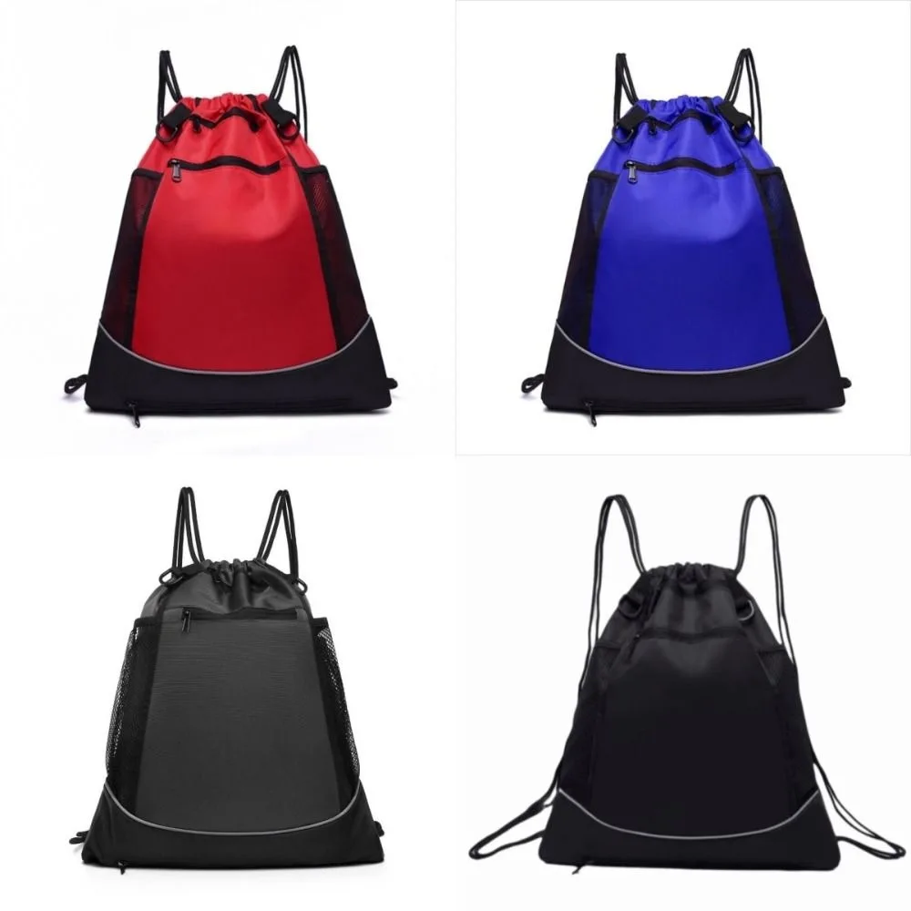 Zaino sportivo impermeabile con coulisse con tasca in rete Borsa da viaggio per palestra Borsa a tracolla in poliestere multifunzionale