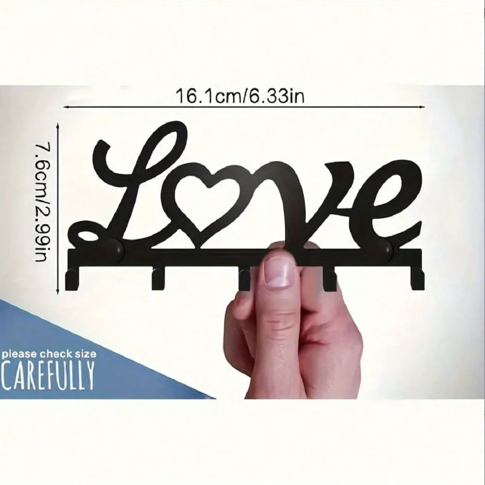 【Weihnachts- und Halloween-Spezial】 1 Stück Wandskulptur aus schwarzem Metall |   Gothic Love Schlüsselanhänger, Halloween- und Weihnachtsgeschenk