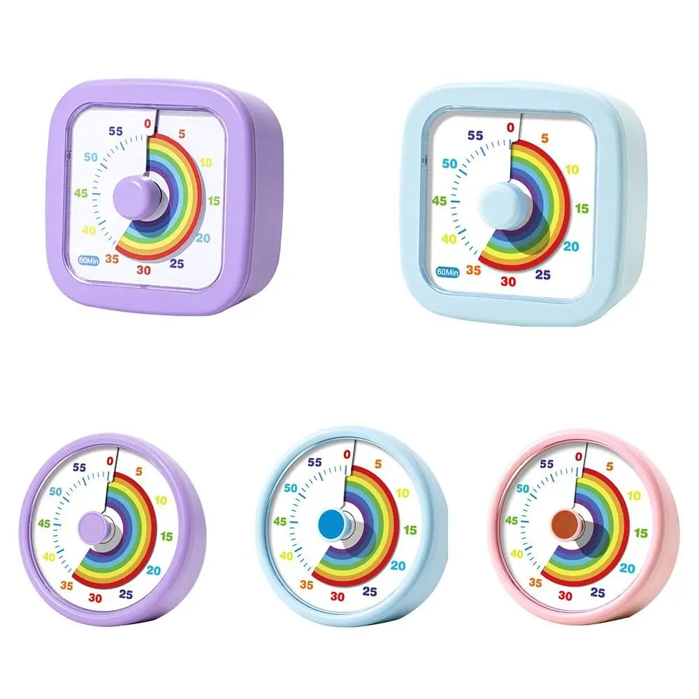 60 Minutes Visual Timer Ultra Silent Visualization Countdown Alarm Clock Self-discipline Round/Square Kitchen Timer