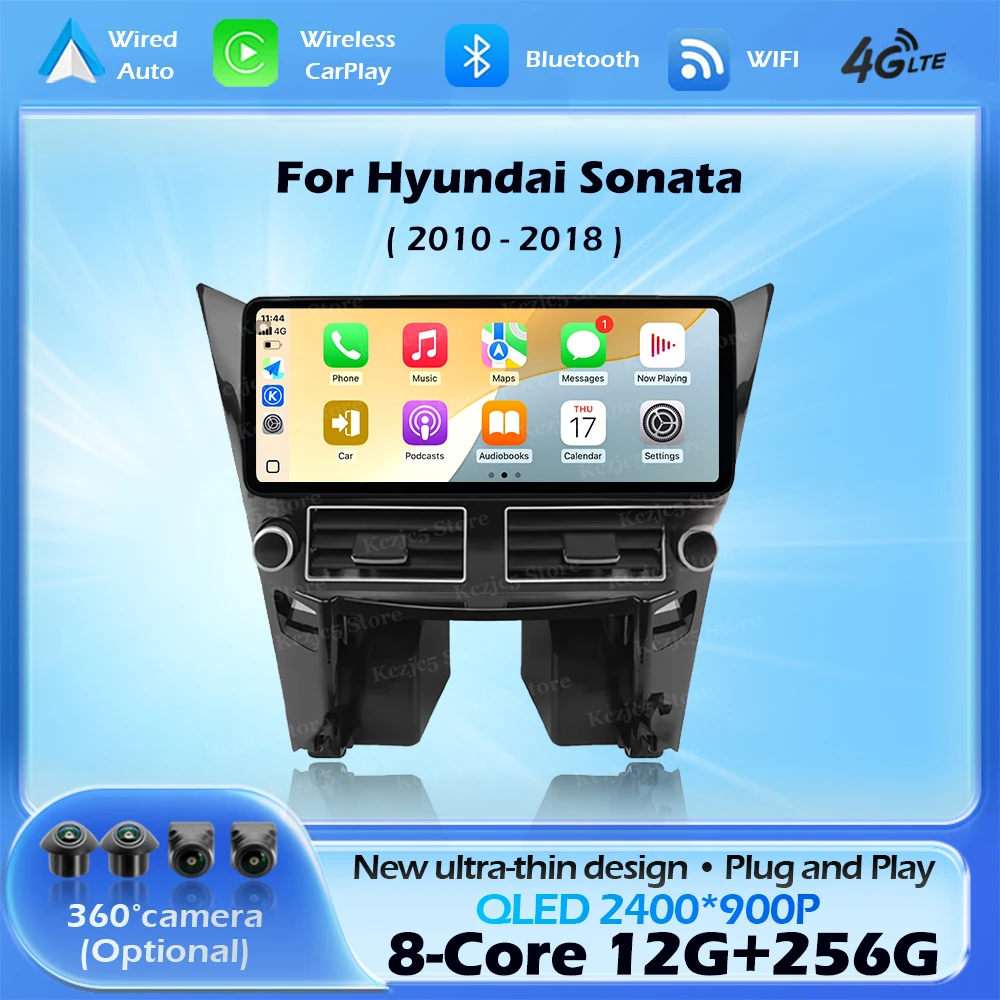 Android 15 Navigation GPS Drahtlose CarPlay Für Hyundai Sonata 2010-2018 WIFI 4G Auto Multimedia Player ultra-mince Kopf Einheit BT
