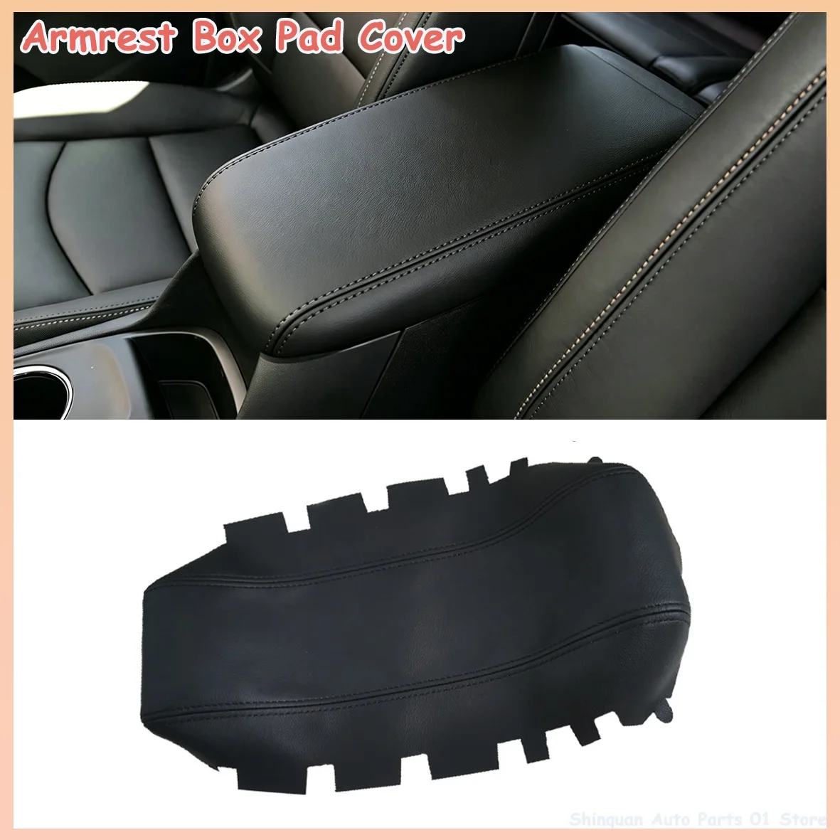 Center Console Armrest Cover for Chevrolet Equinox 2010-2017, Leather Lid Protector, Slip-On Design