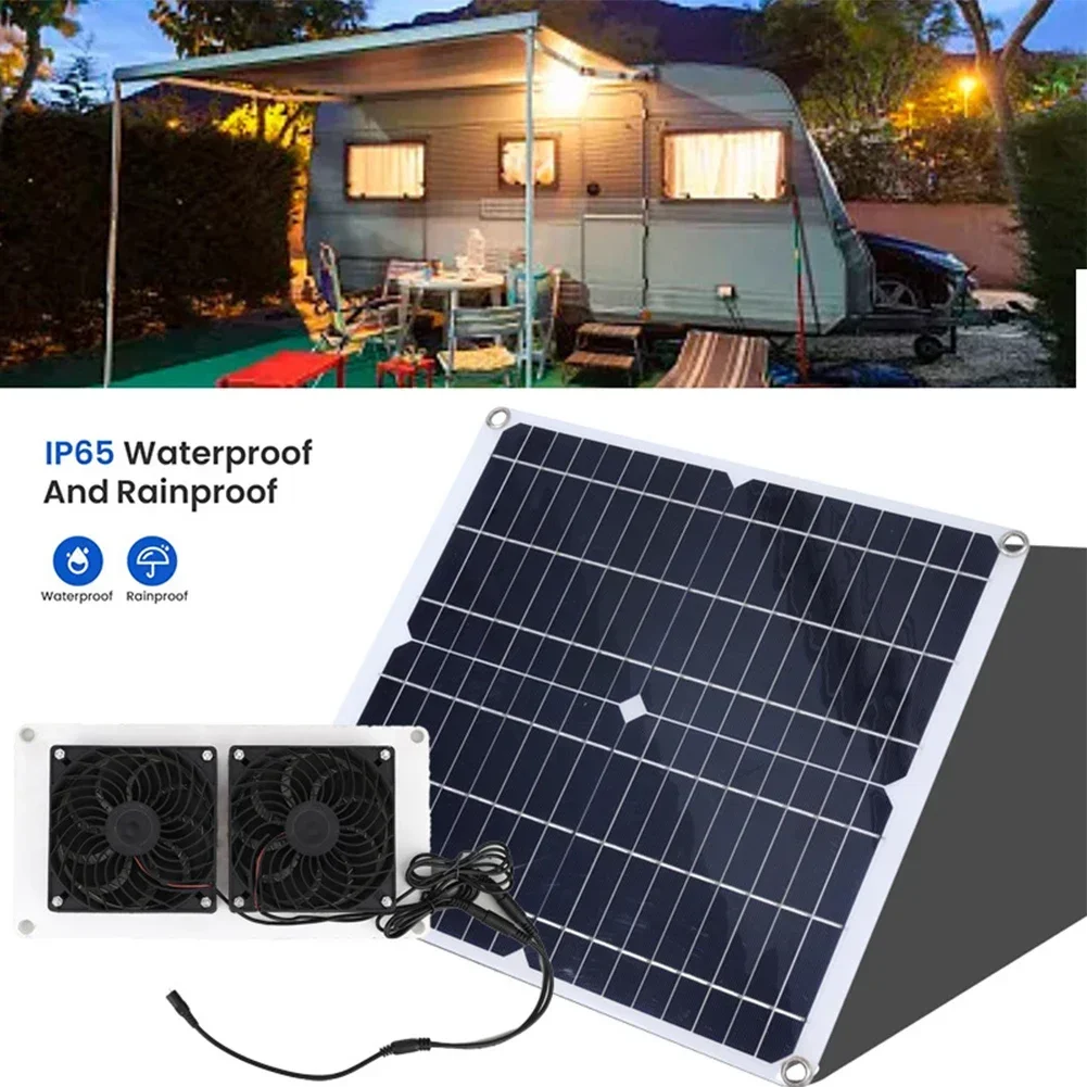 

Solar Powered Dual Fan Kits Solar Fan Charging For Pet House 3000 Rpm Fan Speed For Dog Houses Chicken Coops Household Items