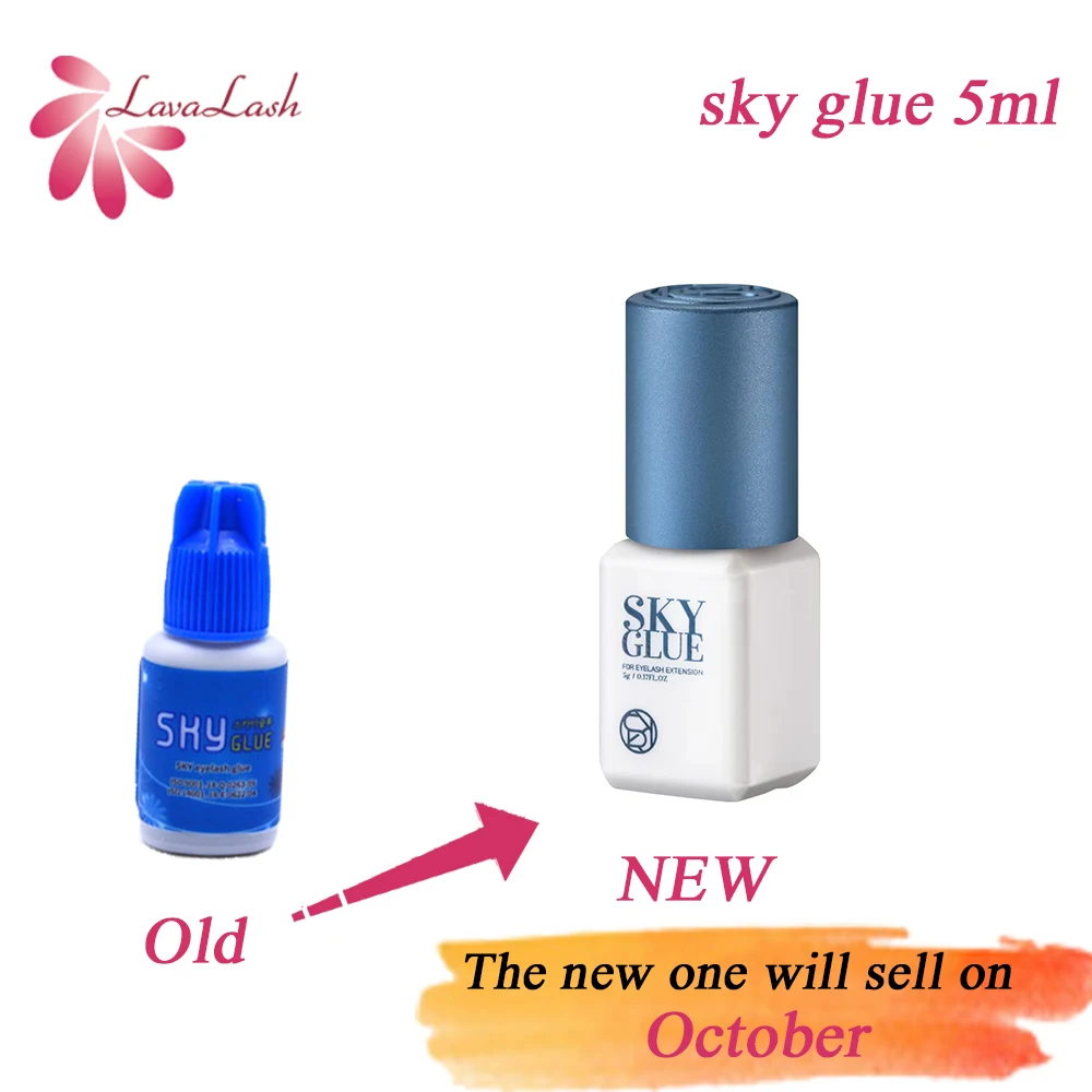 5ml Nuovo pacchetto SKY tappo blu Colla per estensione ciglia Corea Tempo di asciugatura rapida Forte ritenzione adesiva Strumenti per il trucco a lungo termine