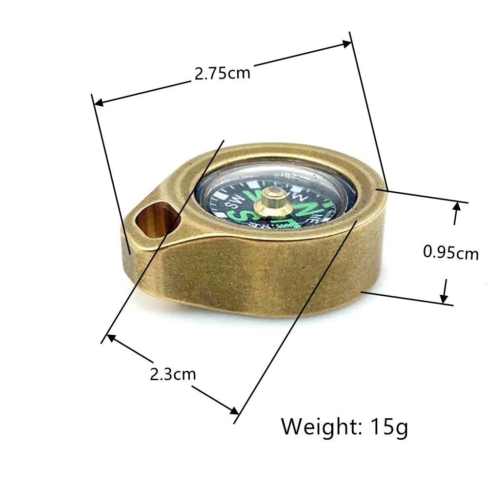 Brass Compass Outdoors Emergency Survival EDC Camping Hiking Pocket Portable Navigation for Outdoor Act Keychain