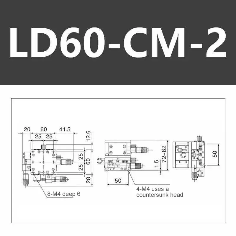 2026 LD60-CM-2 XYZ Axis Three-dimensional Trimming Platform High Precision Manual Sliding Table Horizontal Lifting