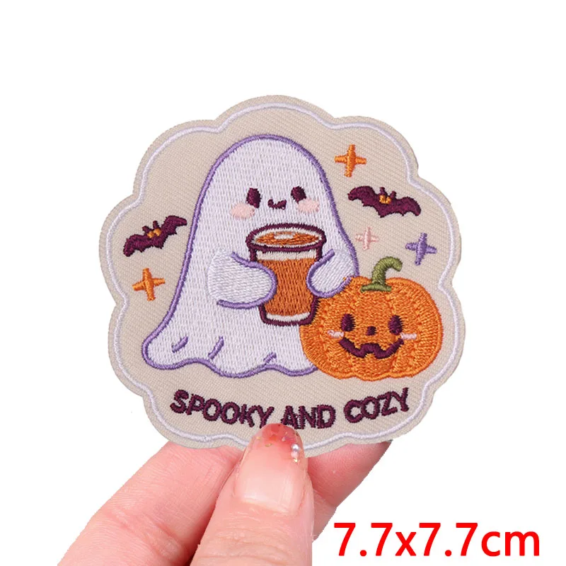 Halloween-Geister-Aufnäher zum Aufbügeln, Halloween-Aufnäher zum Aufbügeln für Kleidung, thermoadhäsive Aufnäher für Kleidung, Abzeichen zum Selbermachen – Detail 6