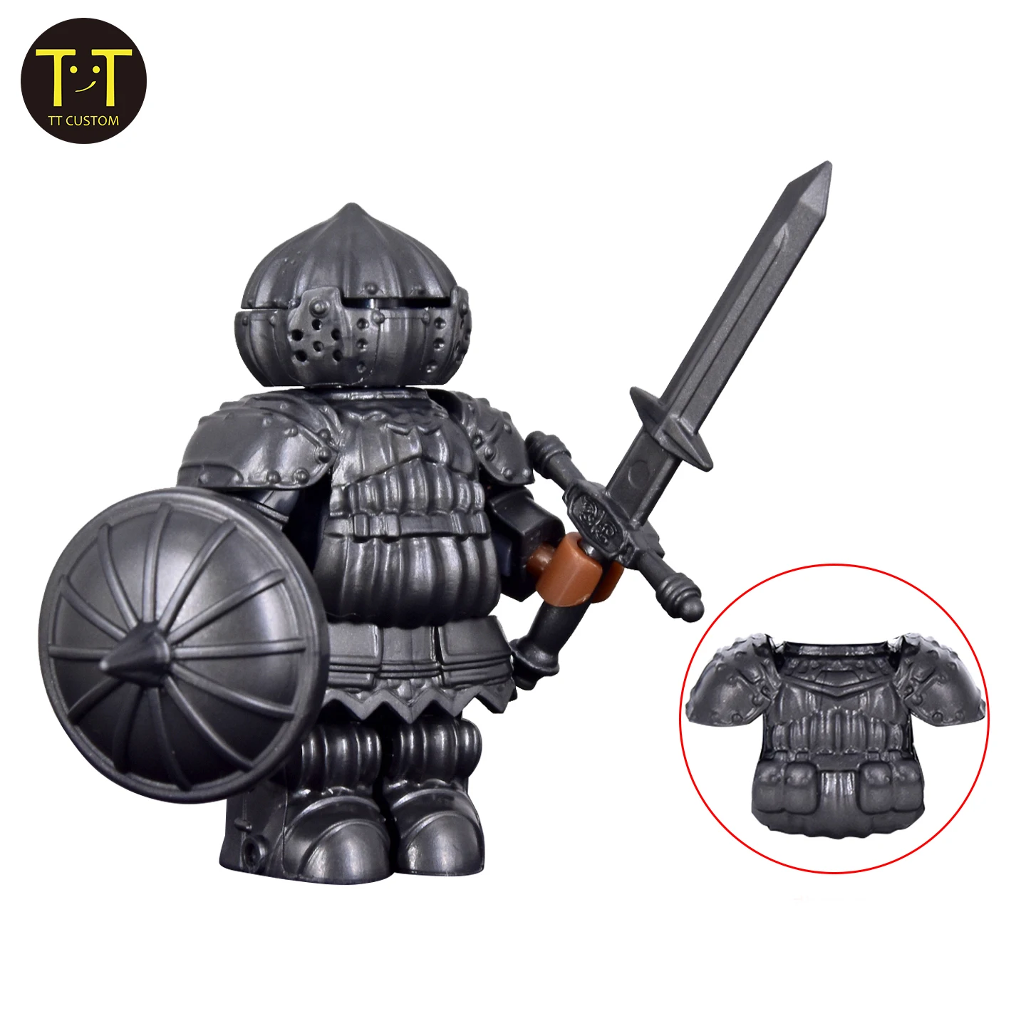 

MOC Dark Souls - Inspired Onion Knight Mini Armor Figure Weapon Set Custom Building Toy Compatible with Brick Styles