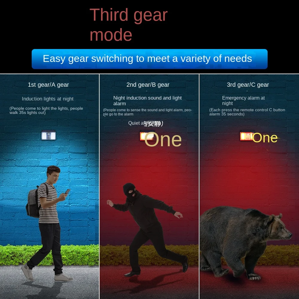 إنذار بالطاقة الشمسية الجدار مصباح ABS المواد 85dB مستشعر حركة الصوت 5-8 متر كشف RV التخييم فناء الباب الإضاءة الأمامية