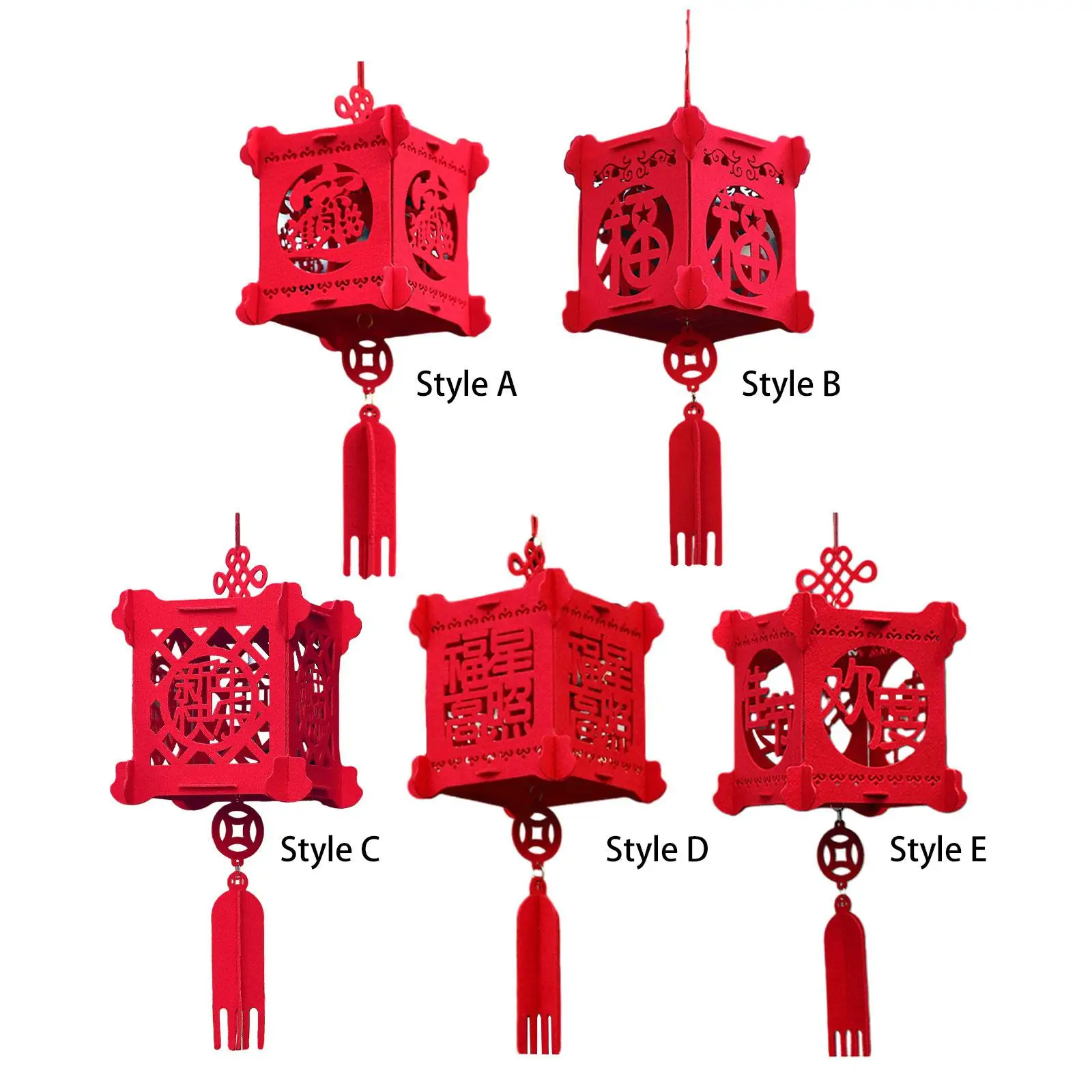 Red Chinese Lantern Spring Festival Decoration Lucky Decorative Cube New Year