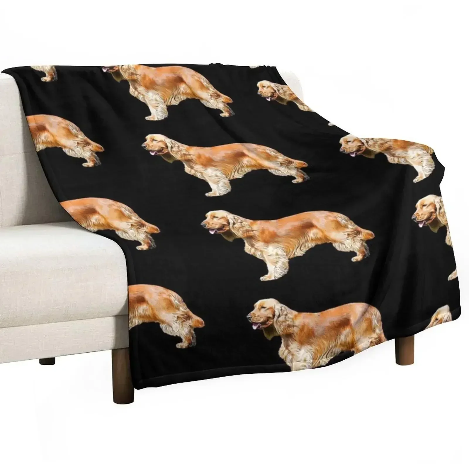 

Gold English Cocker Spaniel Standing Throw Blanket Soft Big Sofa Quilt Blankets