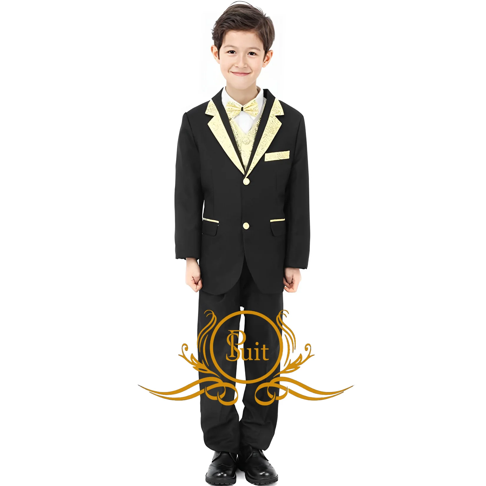 Fashion Boy Suit Slim Fit Jacket Pants Vest 3 Pieces Set Wedding Party Kids Tuxedo Formal Child Blazer Clothes