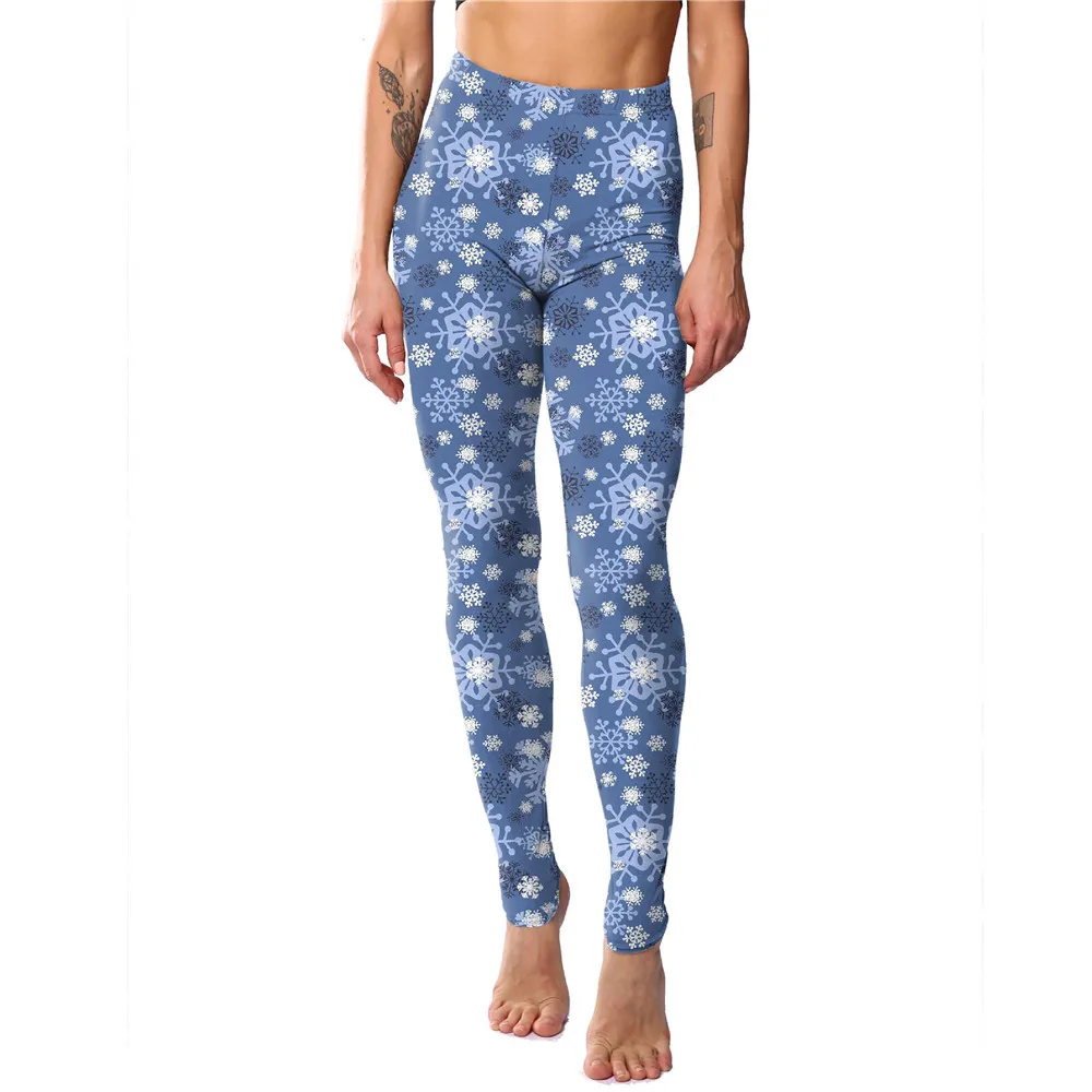 Pantalones largos de fiesta de Feliz Navidad, pantalones de Navidad de 18 colores para mujer, mallas calientes de moda para mujer, pantalones estampados, mallas de cintura alta