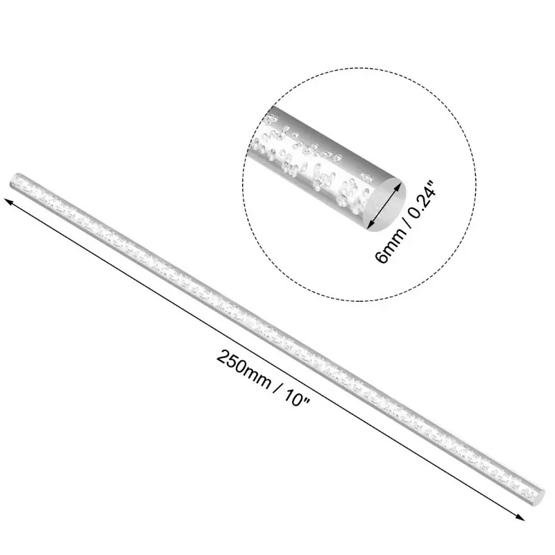 Naxilai Acrylic Rod Round Bubble PMMA Bar 0.24 Inch Dia 10 Inch Length Clear 2Pcs