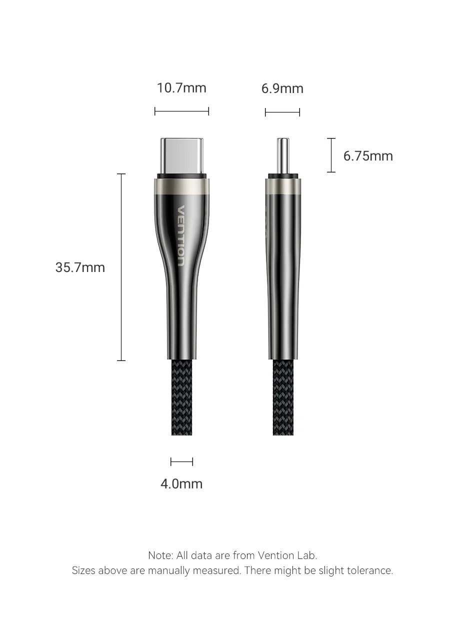 Vention 100W USB-C-Kabel Typ-C zu Typ-C Kabel PD3.0 Schnellladekabel Typ-C-Kabel für iPhone 18 17 16 15 Samsung S25 S24 Macbook – Detail 12