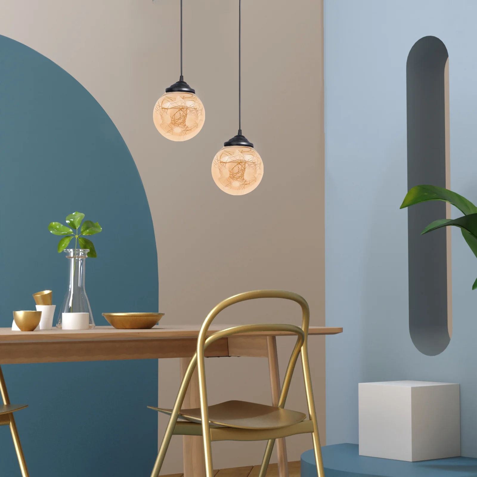 

Single-Hole Glass Lampshade Large Opening Curved Wire Globe Lamp Shade Cover for Ceiling Lamp Fixture Glass Lampshade