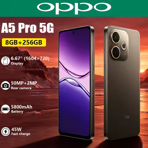 OPPO A5pro 5G Smartphone 6.67-inch Screen 5800mAh Battery 45W Fast Charging Global Version Dual-SIM Gaming Phone 8+256GB