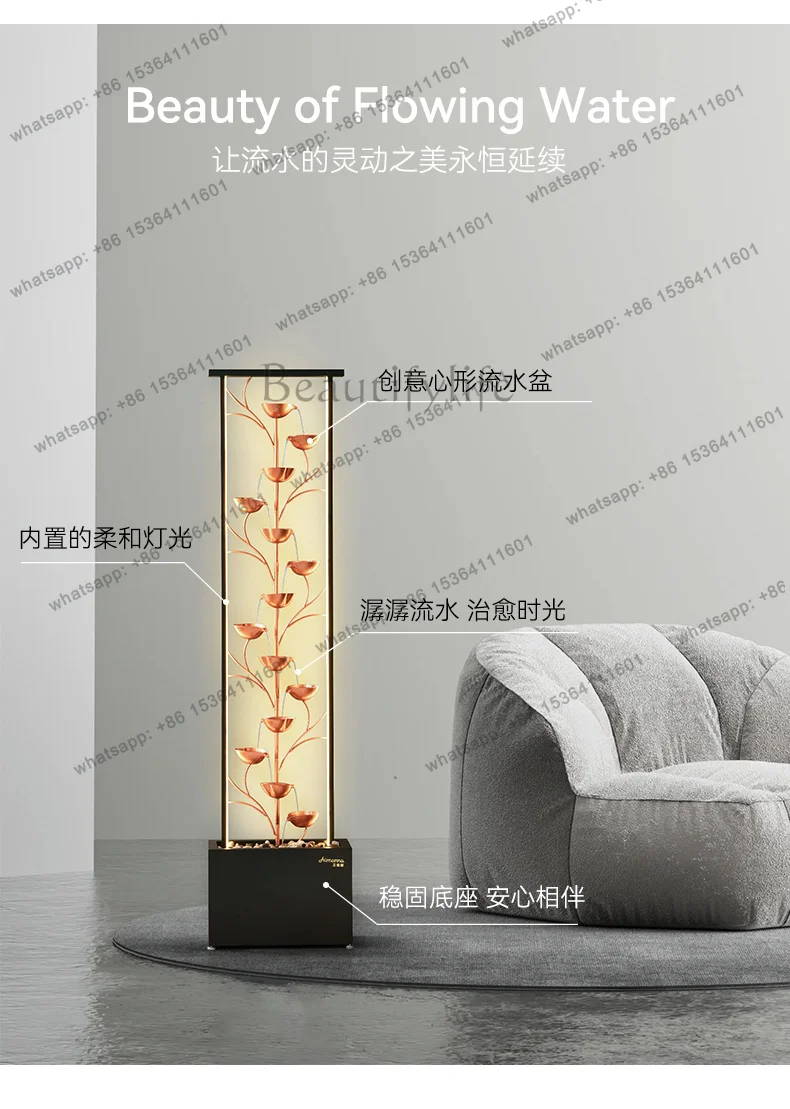 LJYmodern simple flowing water circulating water ornament floor-to-ceiling lucky living room decorative water feature