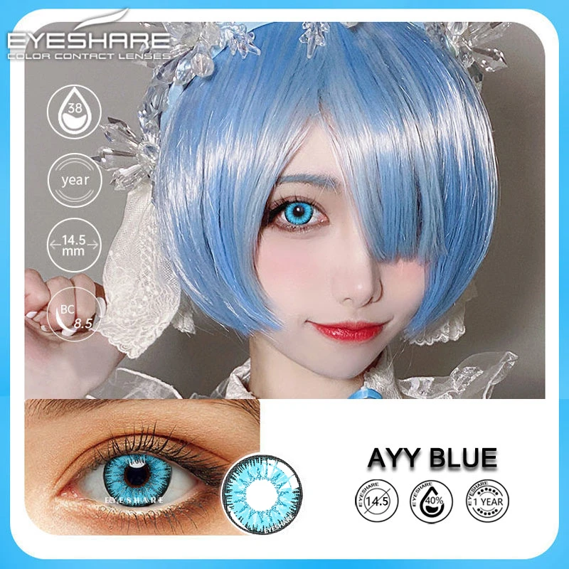 EYESHARE Cosplay Color Contacts Lenses for Eyes 2pcs Blue Green Colored Lenses Lens Yearly Beauty Pupils Makeup EyeContact Lens