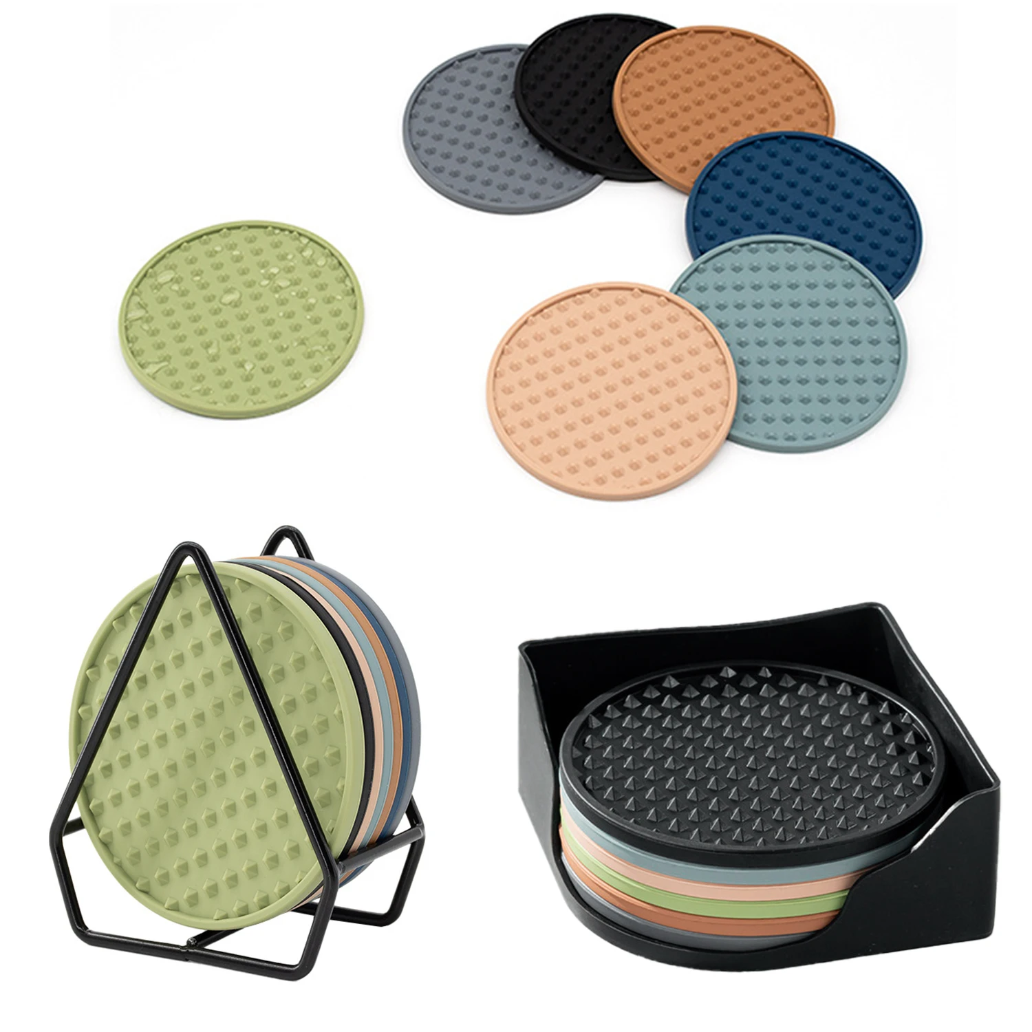 

OANKR Heat Resistant Silicone Mat Drink Cup Coasters Nonslip Pads Pot Holder Table Place Mat Cafe Bar Kitchen Accessories